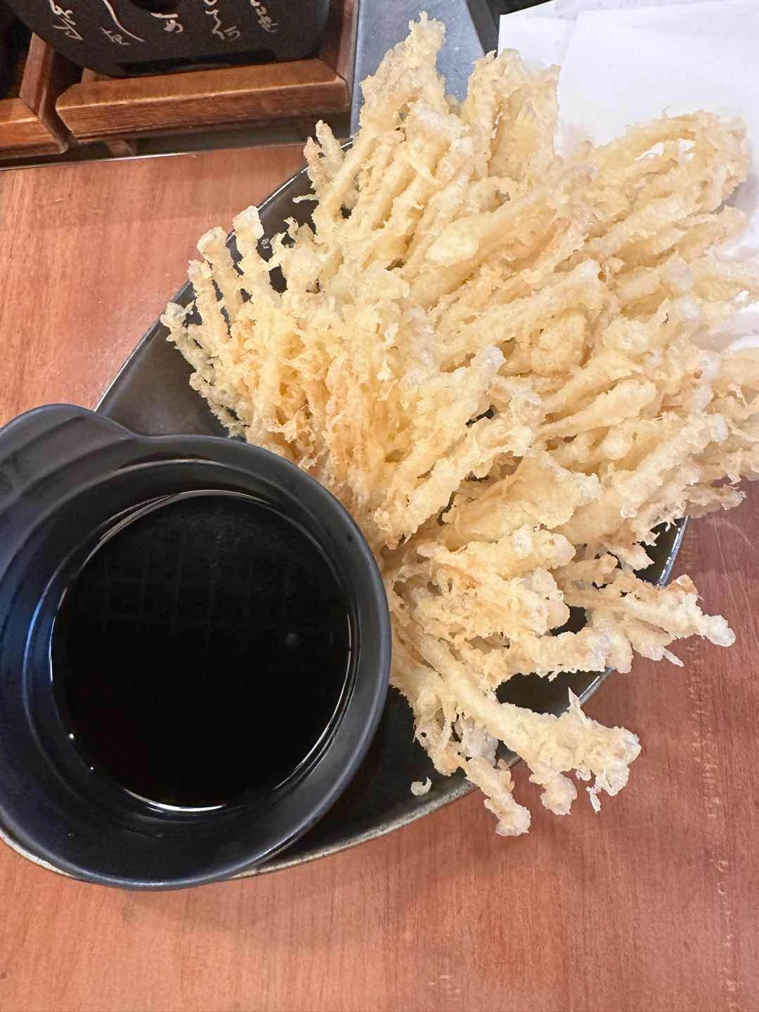 fried enoki mushrooms