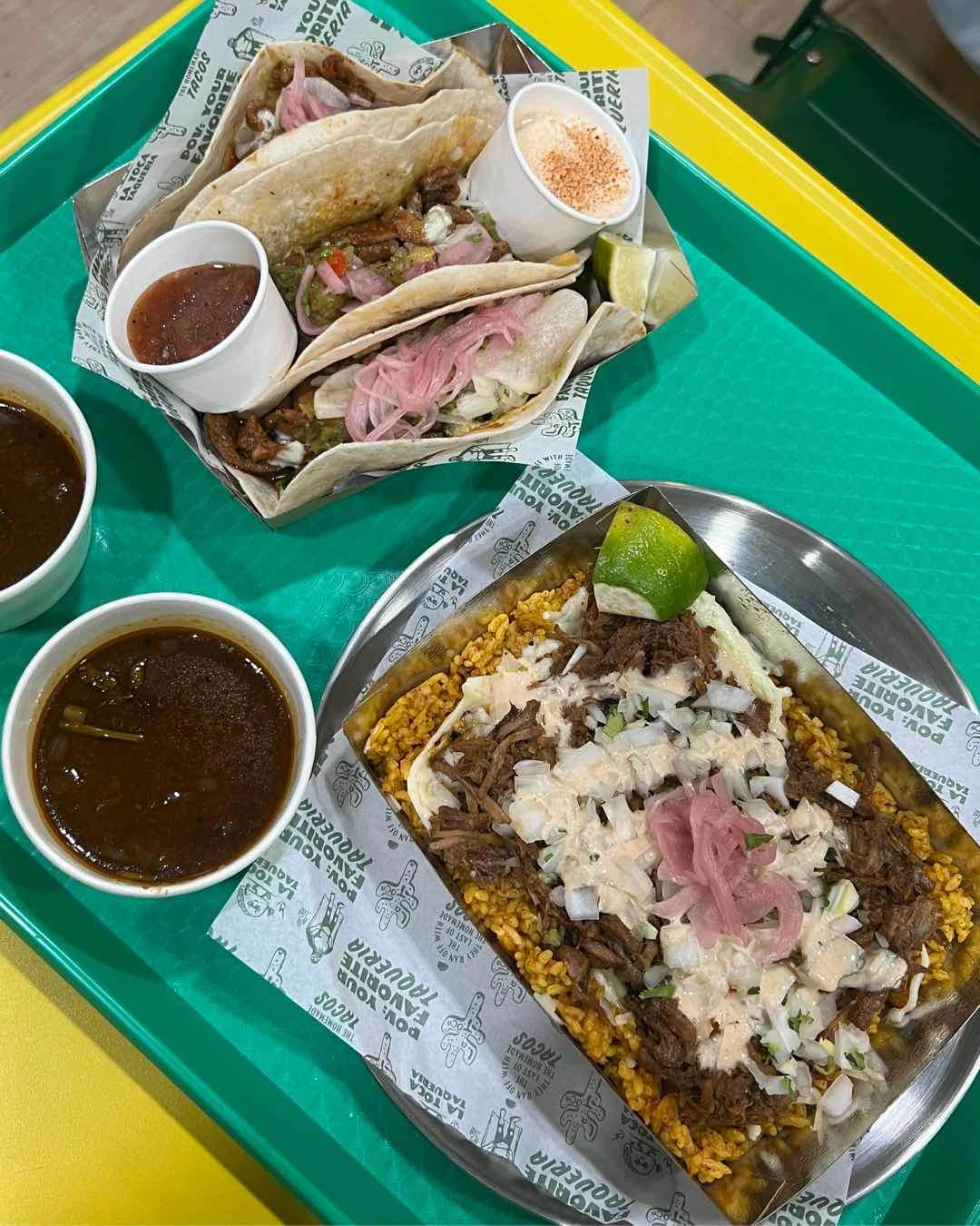 Al Pastor Soft Taco and Quesabirria Rice Bowl