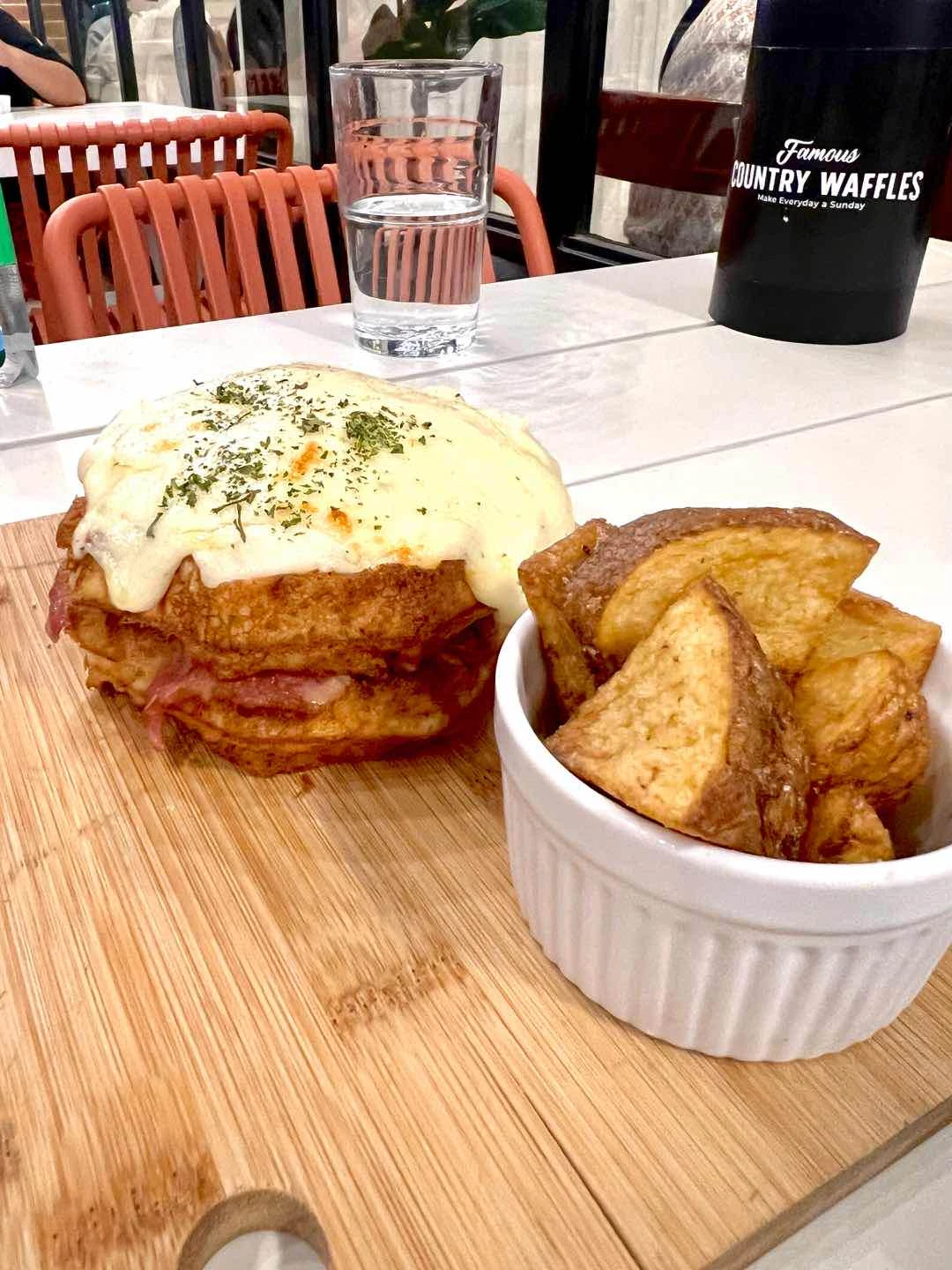 Ham and cheese waffles