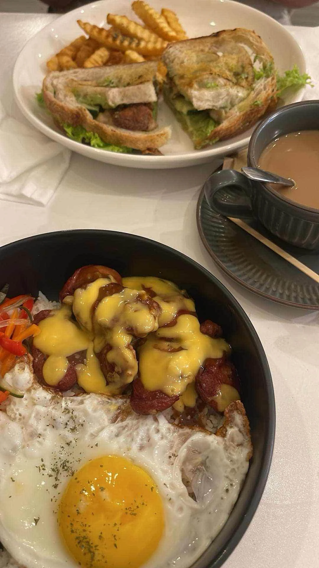Cheesy Hungarian Bowl & Chicken Pesto Sandwich