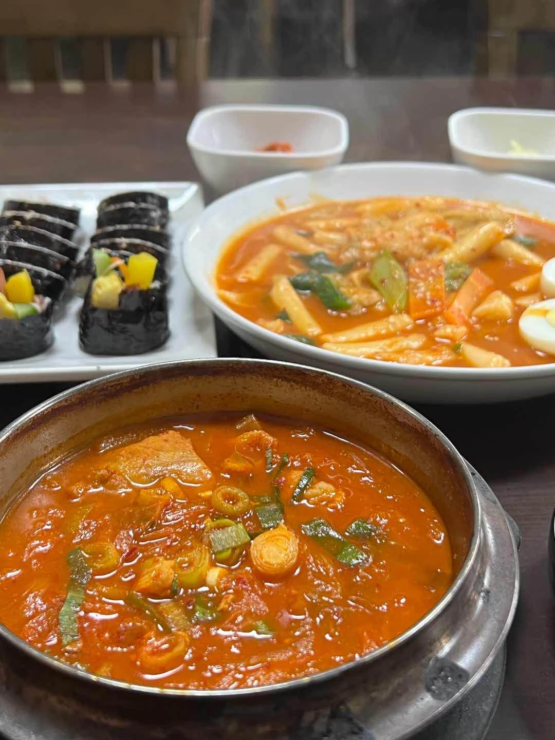 Kimchi Jiggae, Tteokbokki, Kimbap
