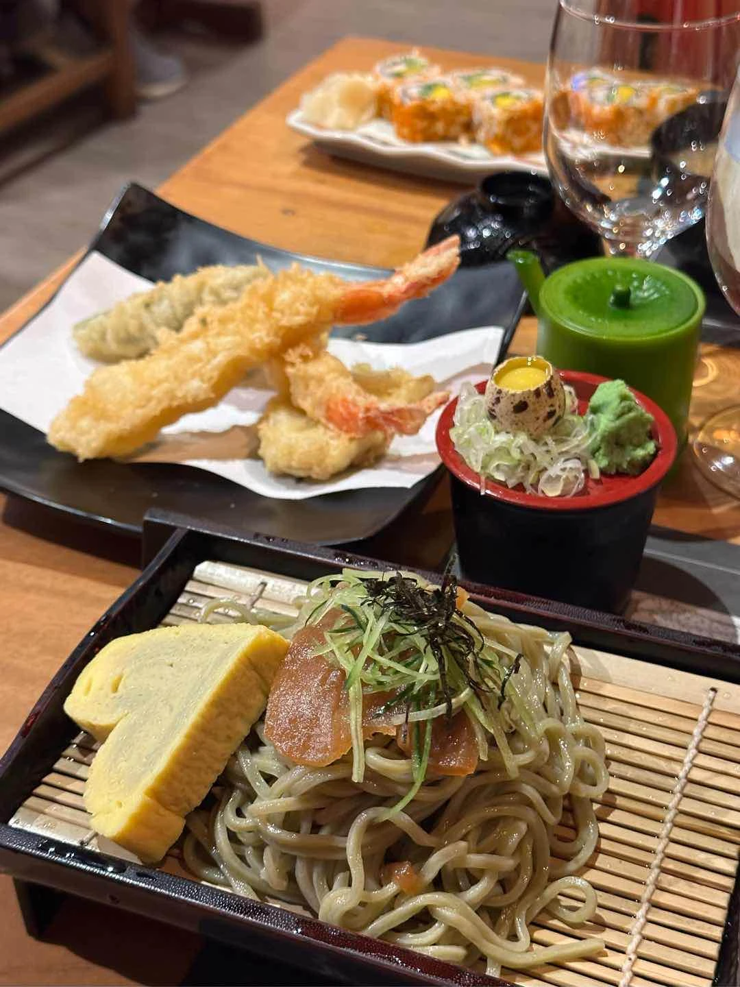 ebi tempura, soba & california maki of Tomo Japanese Dining