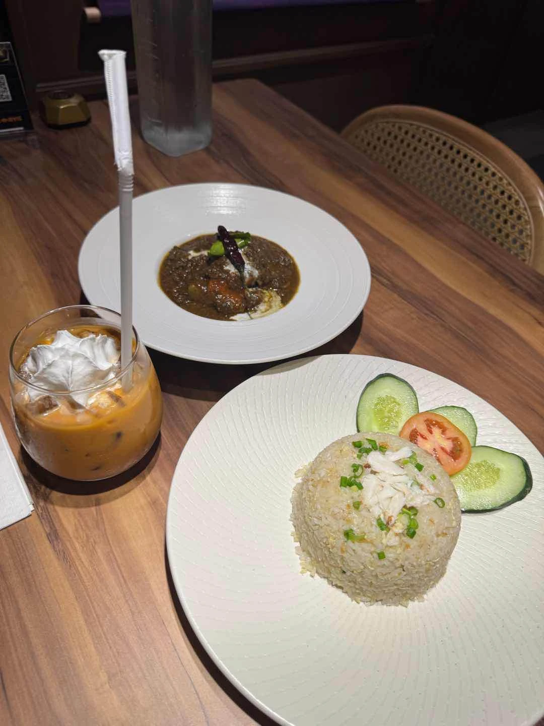 Beef Rendang, Crab Fried Rice, Thai Milk Tea