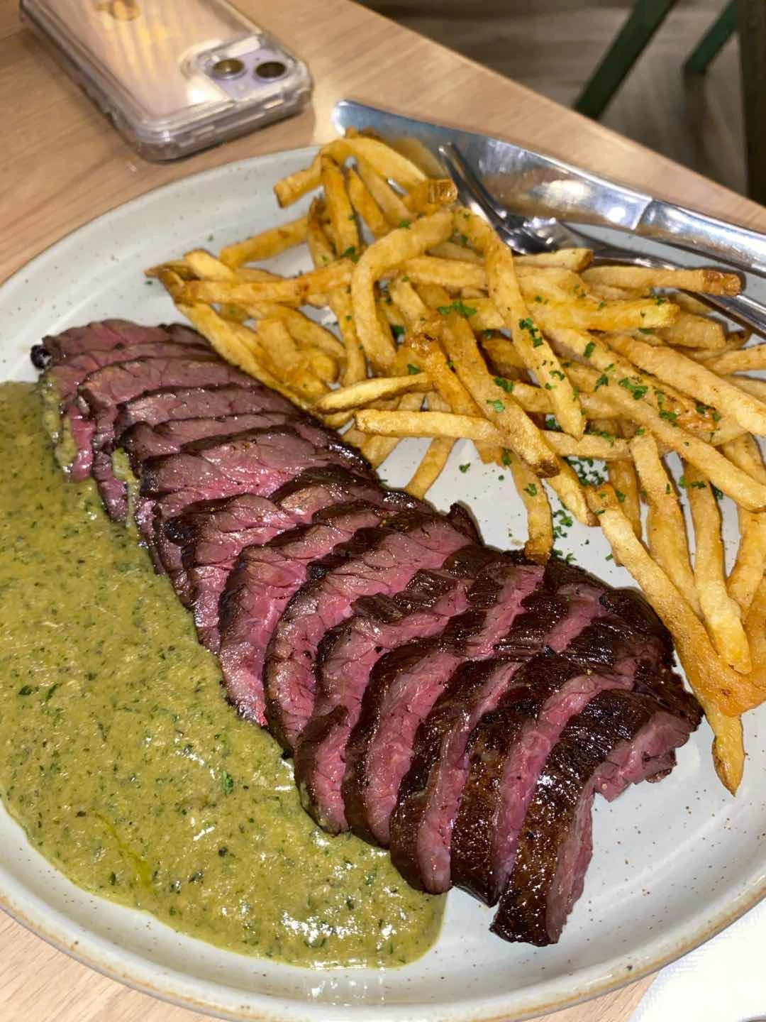 steak and frites of Burnt Bean