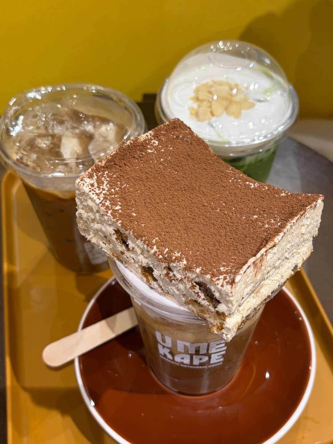 chocolate tiramisu on top of viet latte
