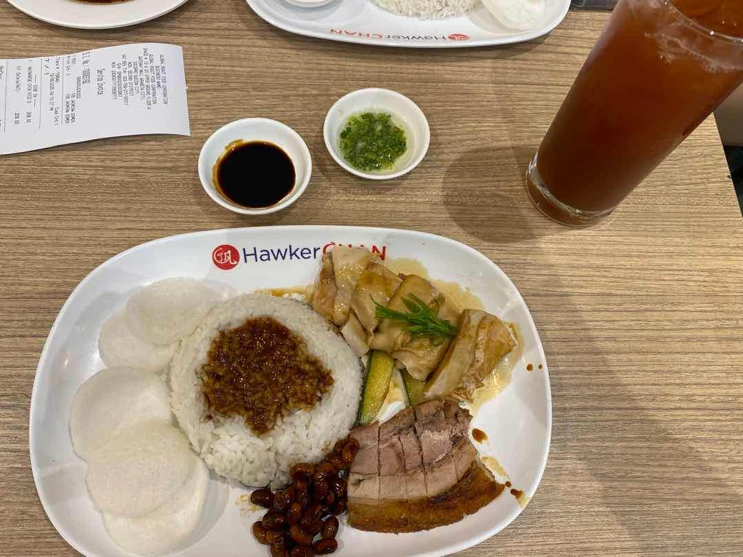 Hainanese chicken and roasted pork