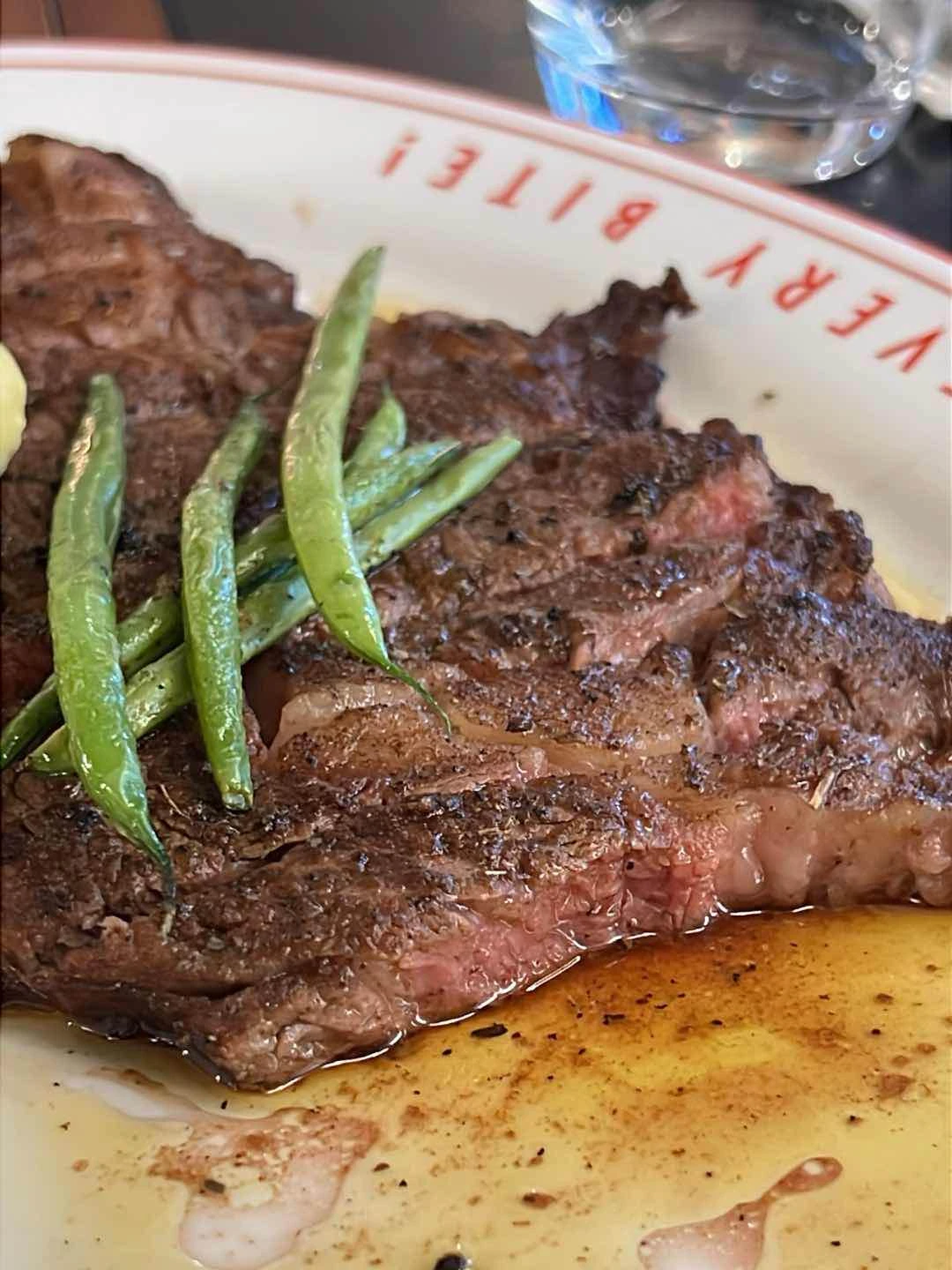 Medium rare ribeye steak