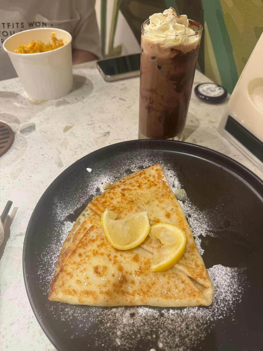 bs crepe and iced chocolate