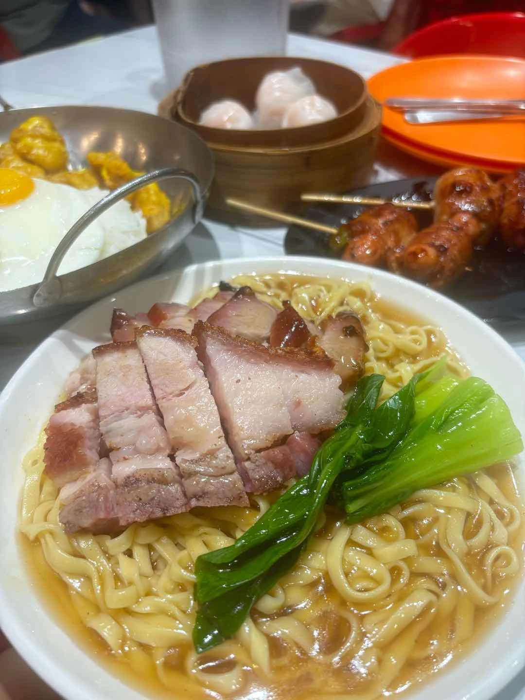Asado and Lechon Macau with Braised Noodles