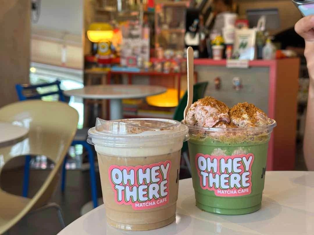 sea salt latte and strawberry pudding matcha