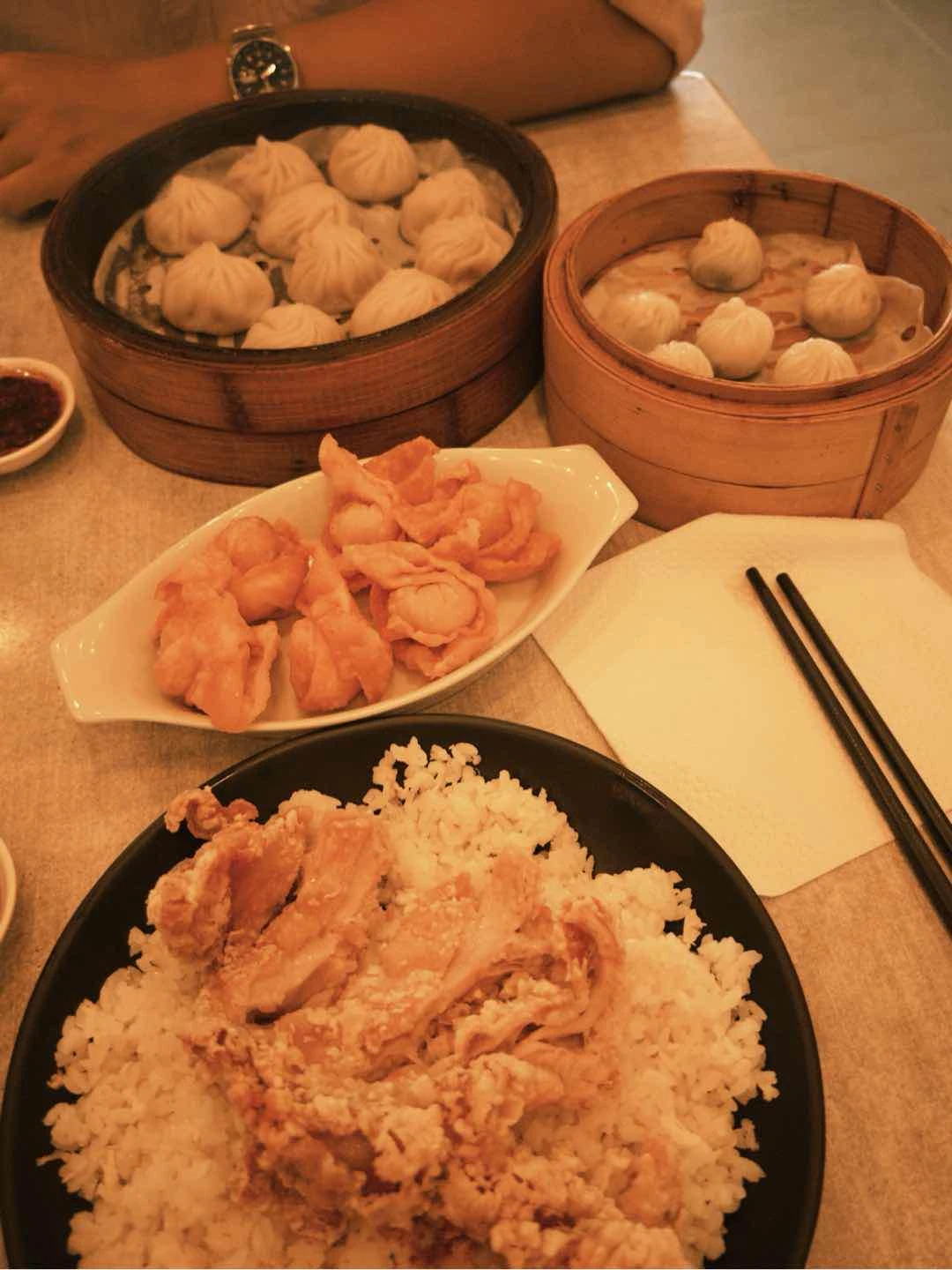 xiao long bao, fried wonton, fried porkchop w/ rice, chocolate xiao long bao of Wok It Out