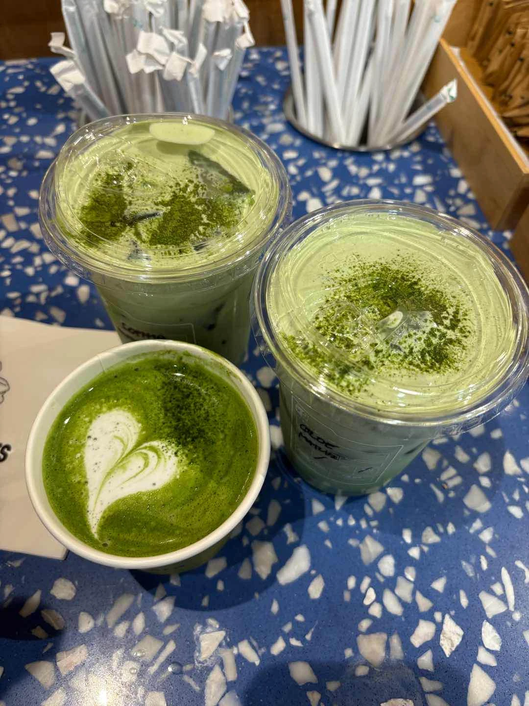 cold and hot matcha