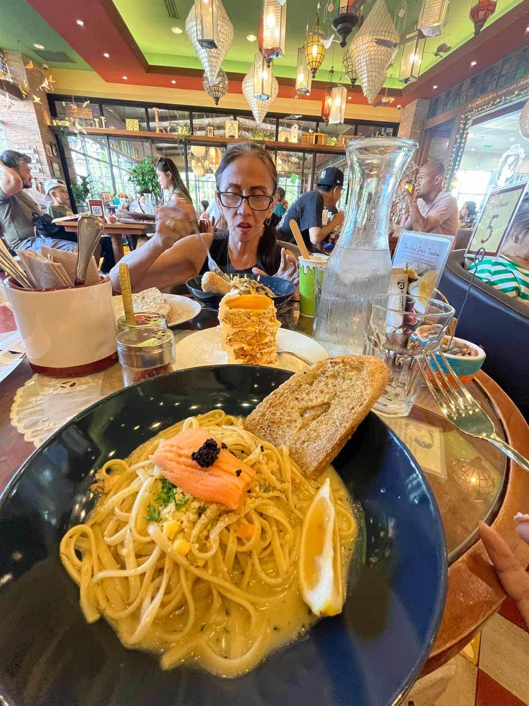 pasta and cake