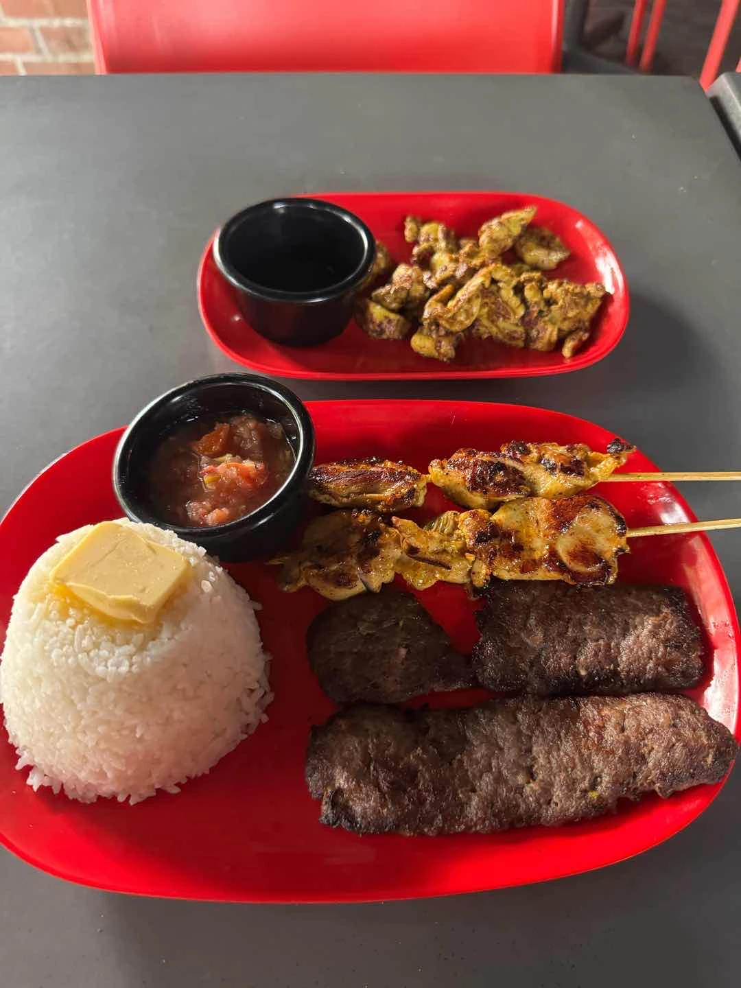 kebab platter and ox brain