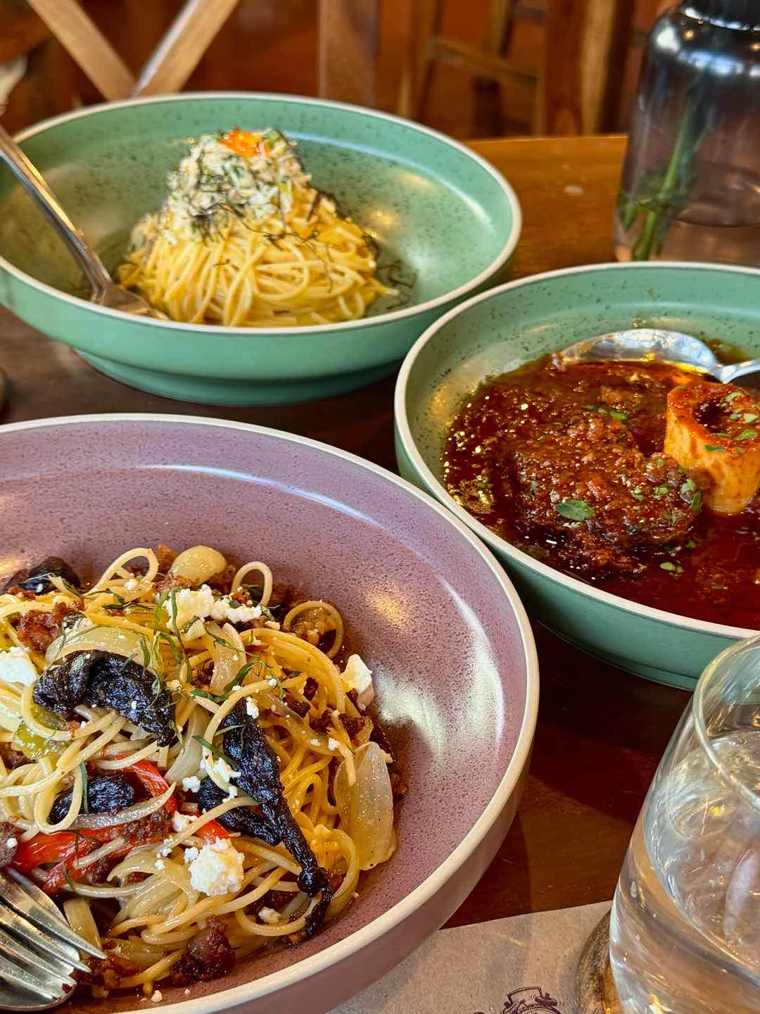Longganisa pasta, Crab Carbonara, Osso Bucu