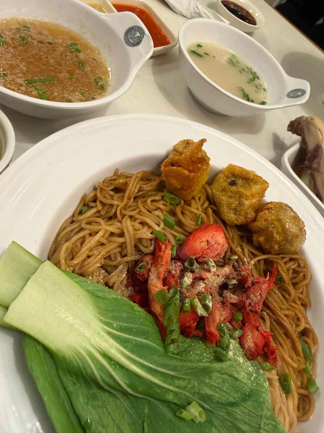 Roast Chicken Stir Fry Noodles with Fried Wonton