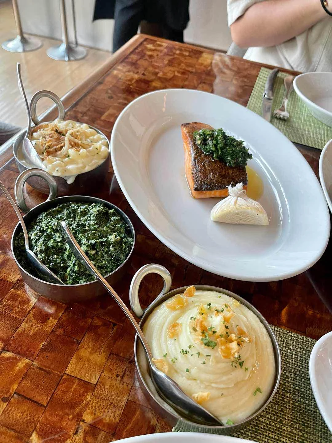 Salmon, Mashed Potato, Spinach