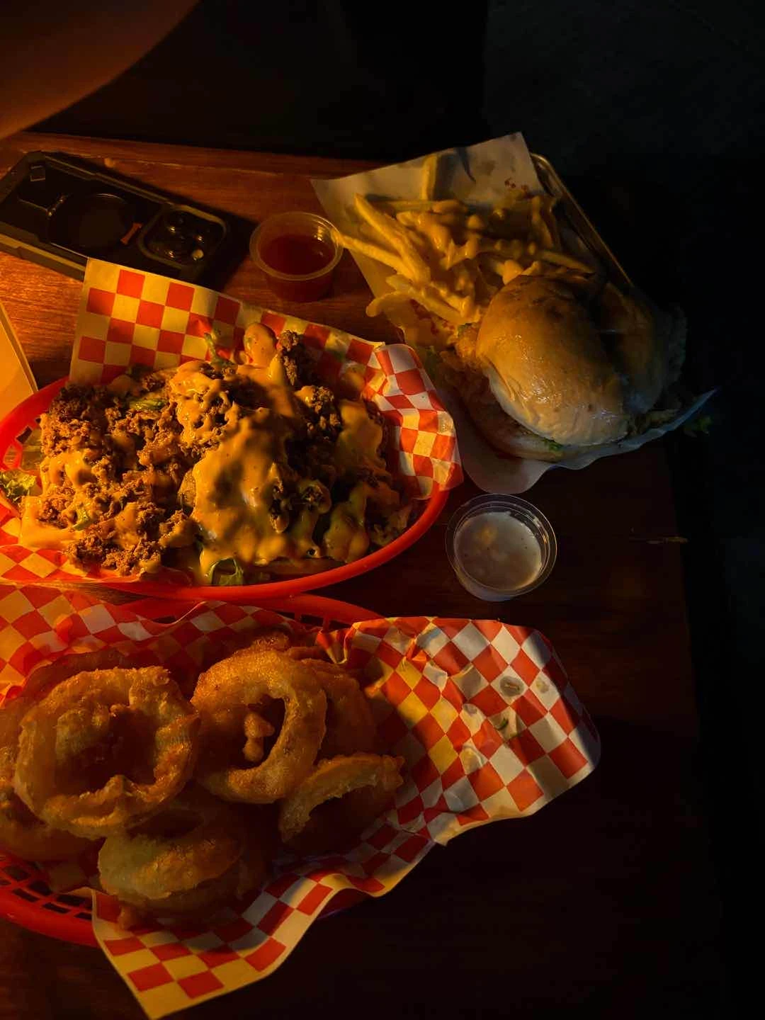 Calamari, Fries, Burger