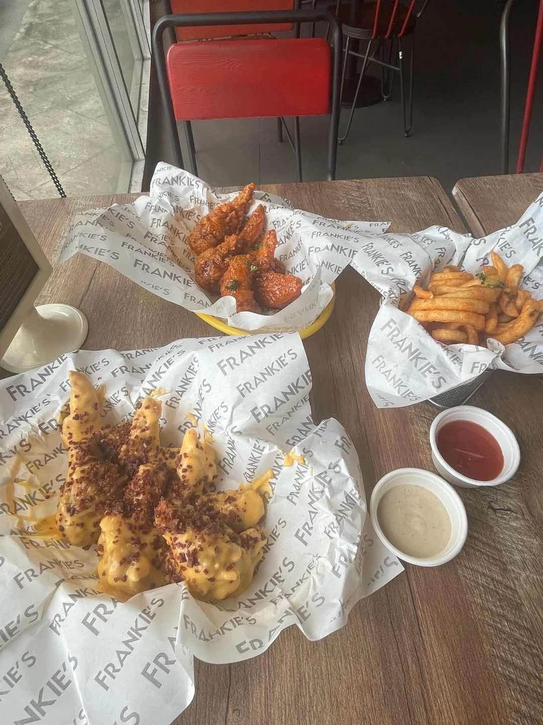 Buffalo Mild Wings and Cheese and Bacon