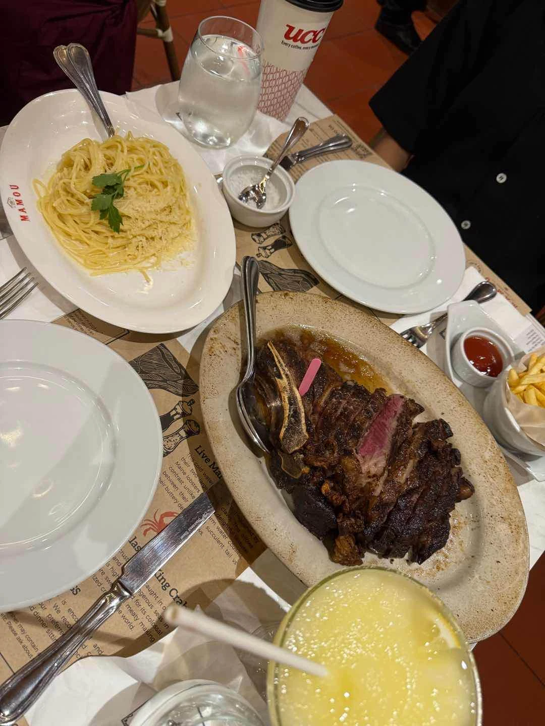 Truffle pasta & 28day dry aged ribeye bone-in