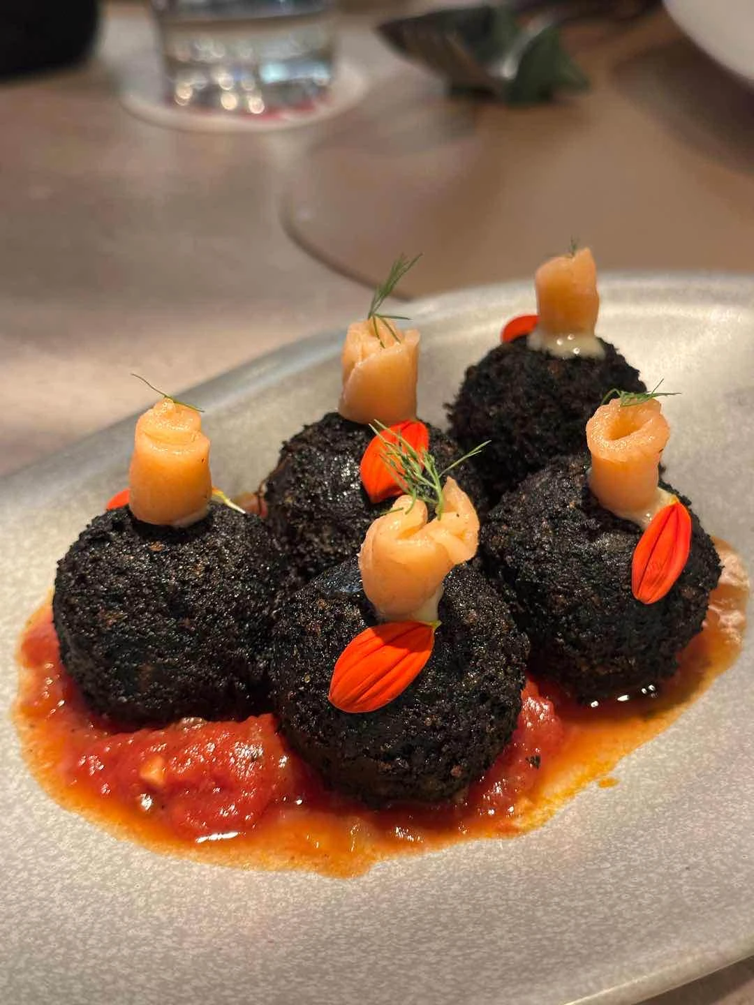 smoked salmon black arancini
