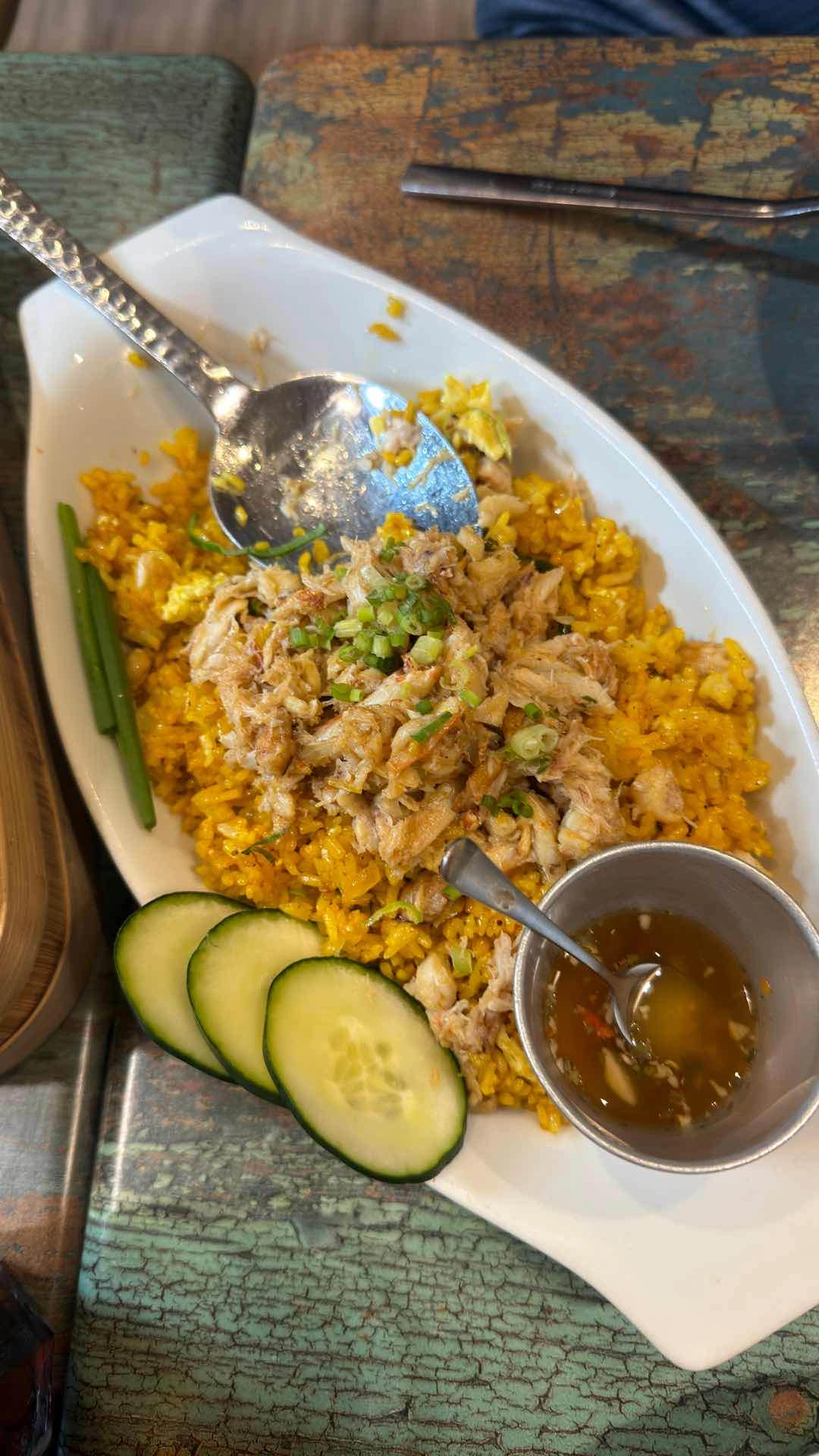 Thai crab rice - good for 2 people, had enough crab meat to be a solo meal