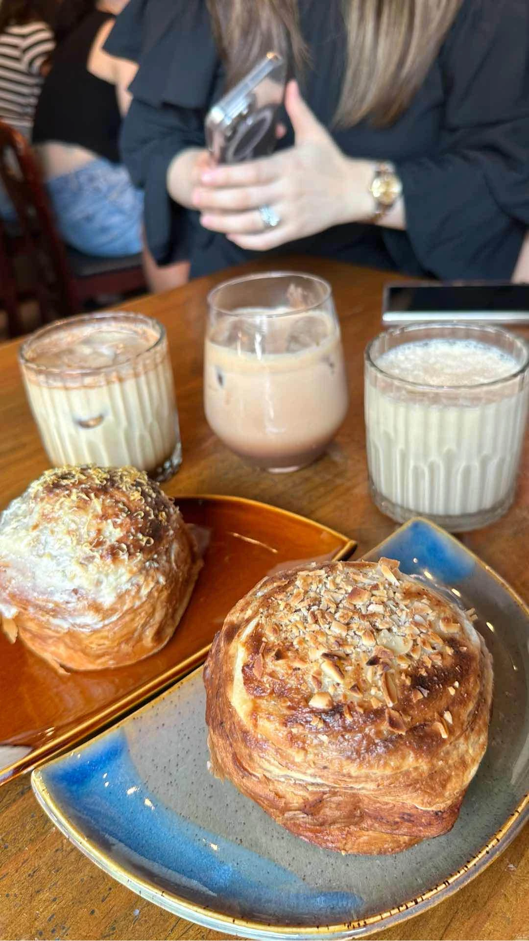 Cinnamon Danish, Ensymada, Kinako Vanilla Latte & Toasted Sugar Latte