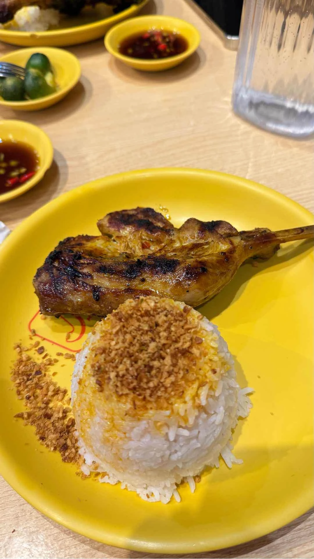Chicken paa and garlic rice