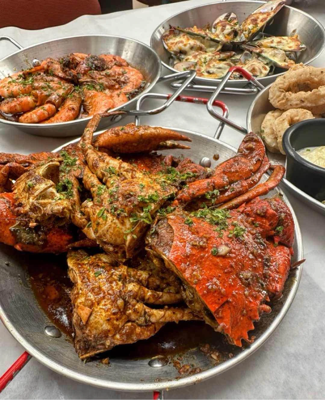 Cajun crab, cajun shrimp, baked mussels, salt and pepper squid