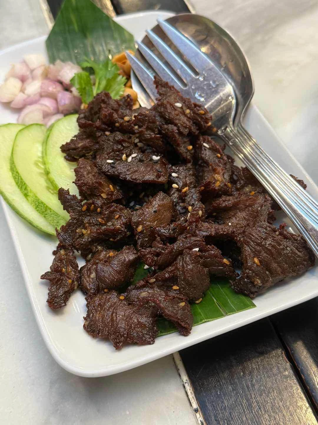 sun dried beef rice plate