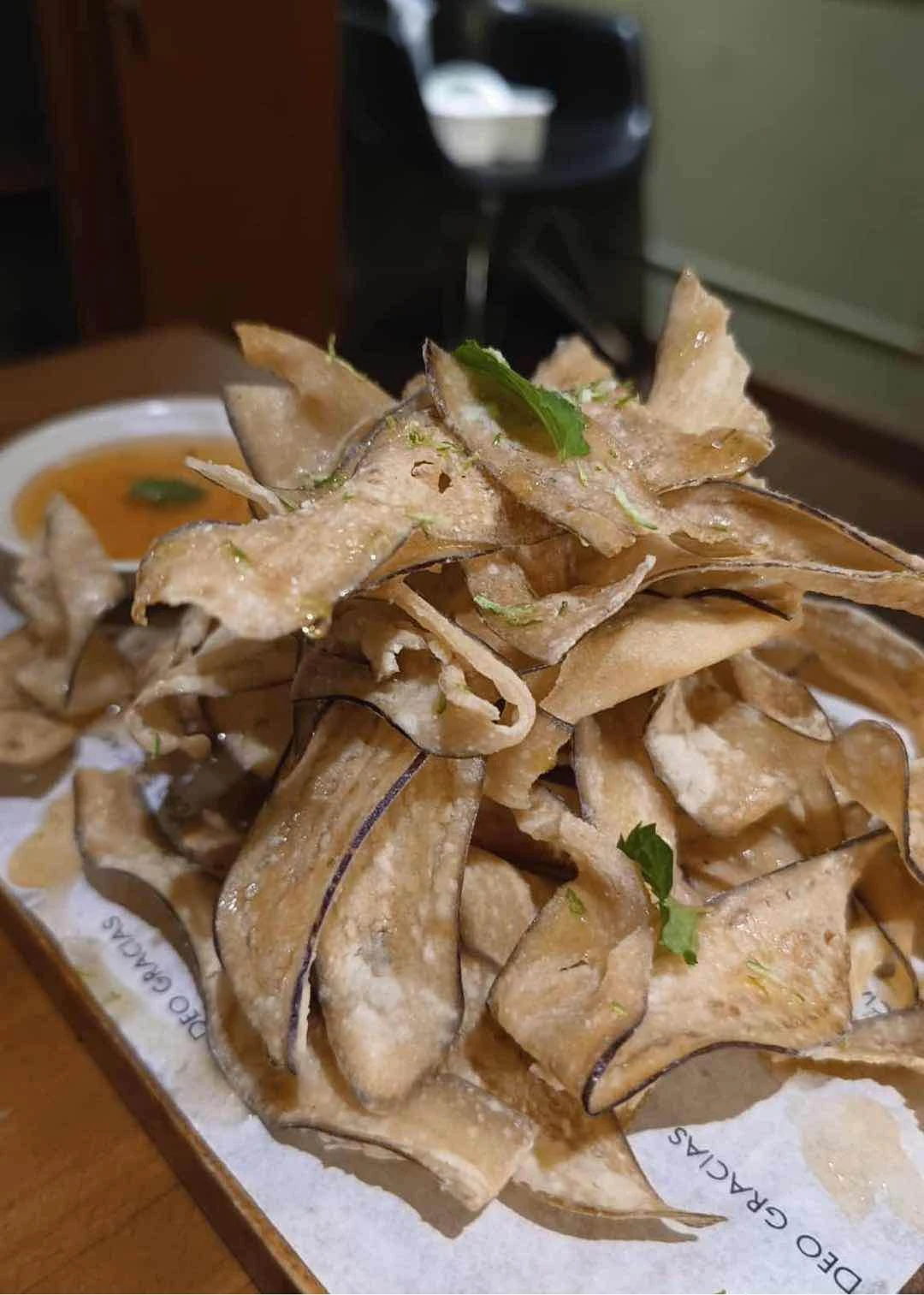Fried eggplant with honey of Deo Gracias