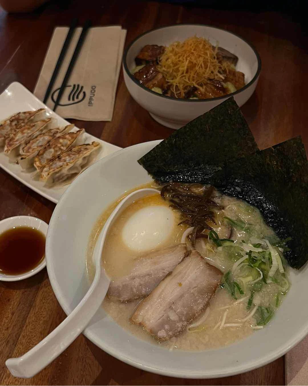 Shiromaru Tamago, Deep Fried Gyoza, and Butadon