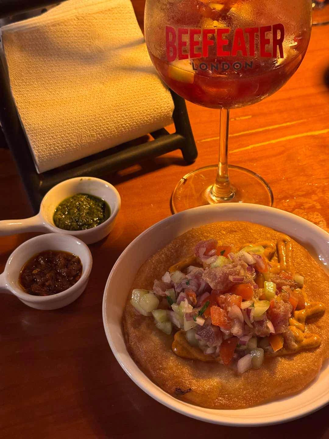 Tuna Tostada and Sangria