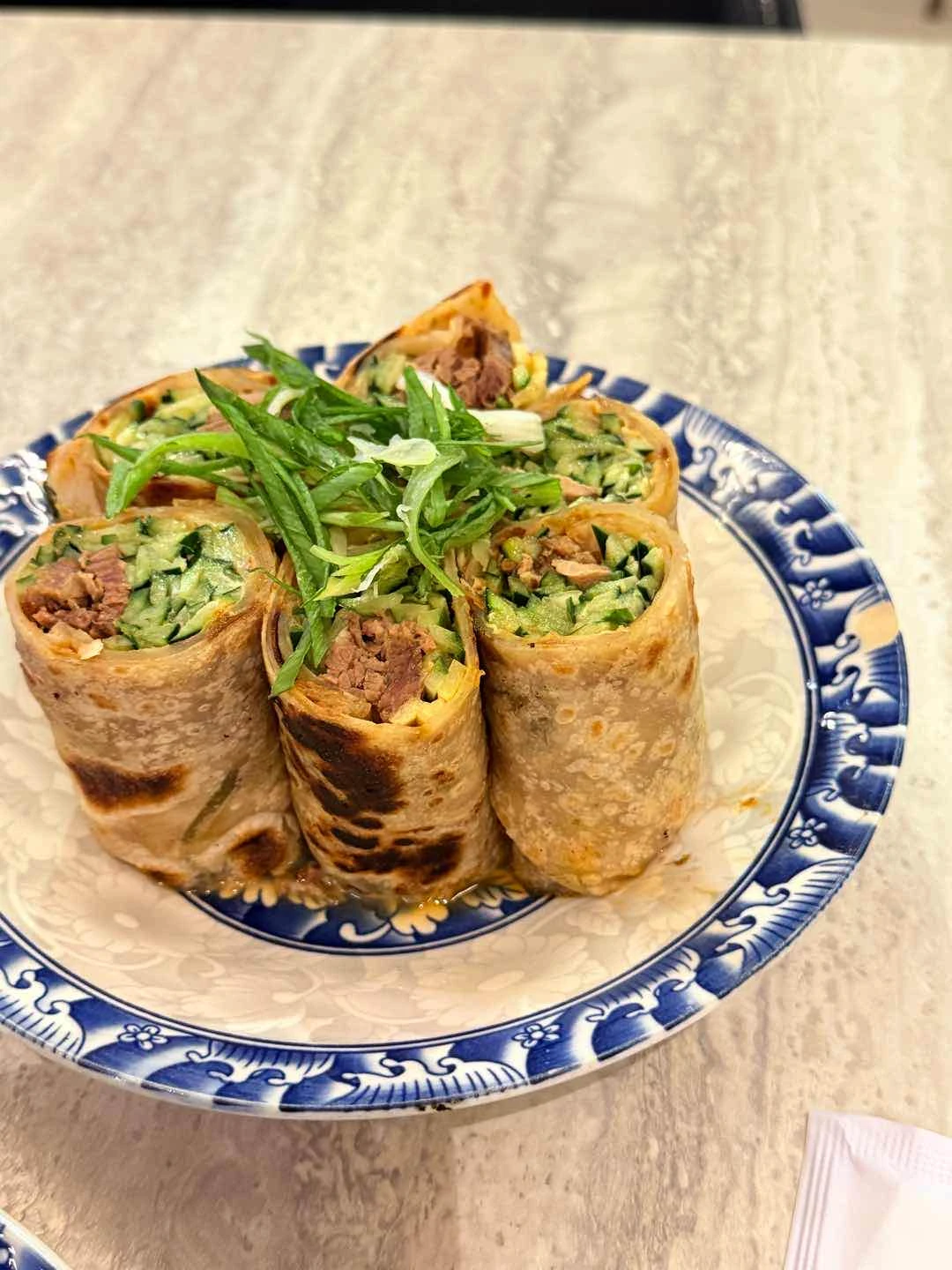 scallion pancake beef wrap