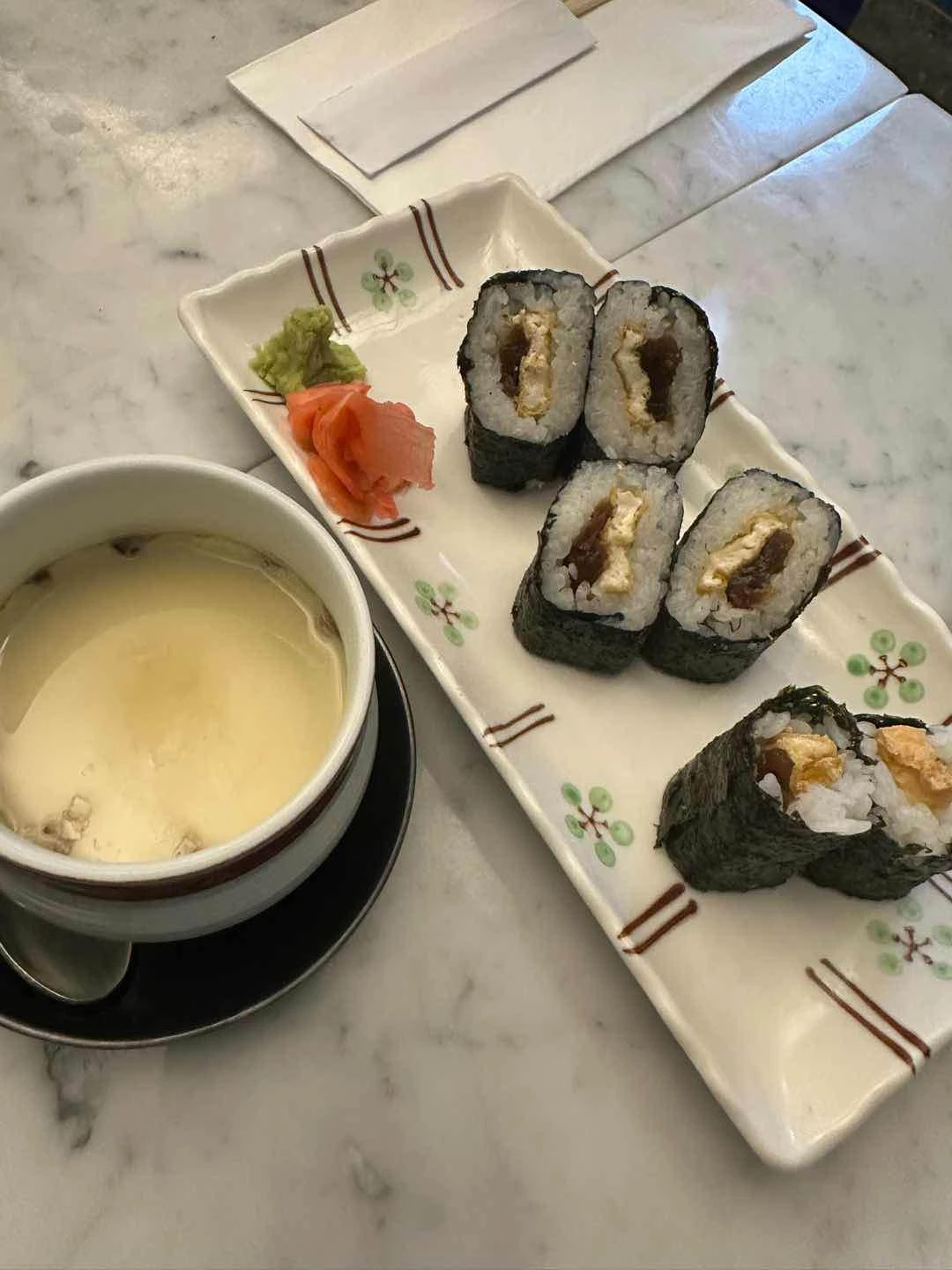 Crispy Tofu Sushi, Chawan Mushi