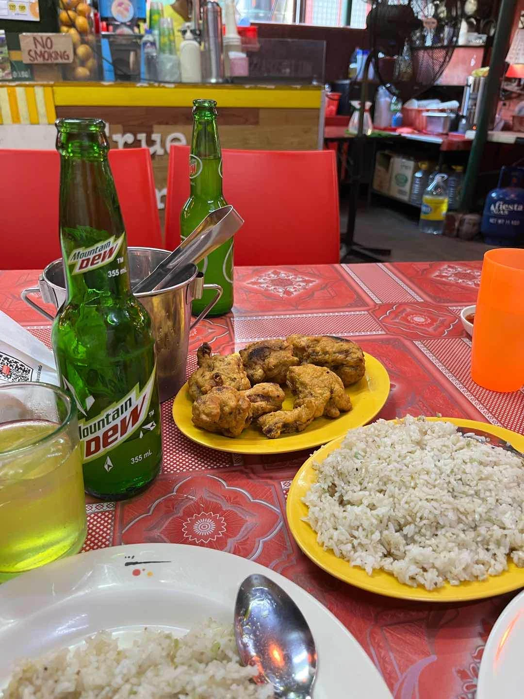 Friend chicken + garlic rice