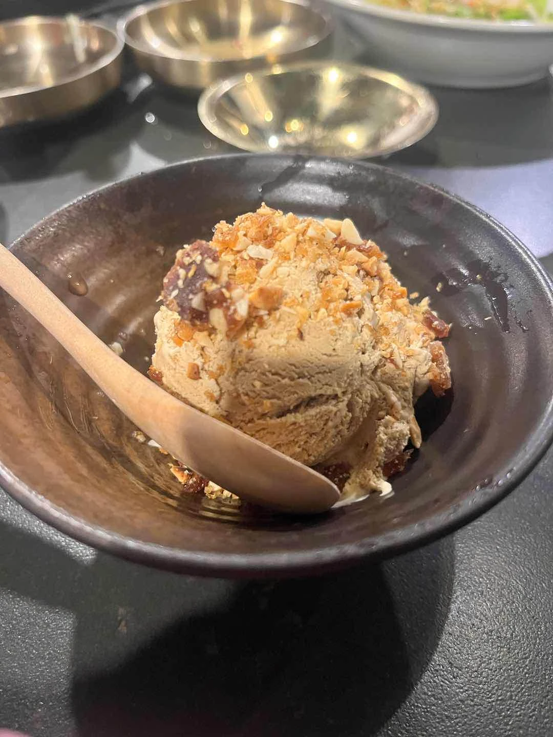 Dessert of the day sort of a toasted coconut ice cream of Giwon Korean Steakhouse