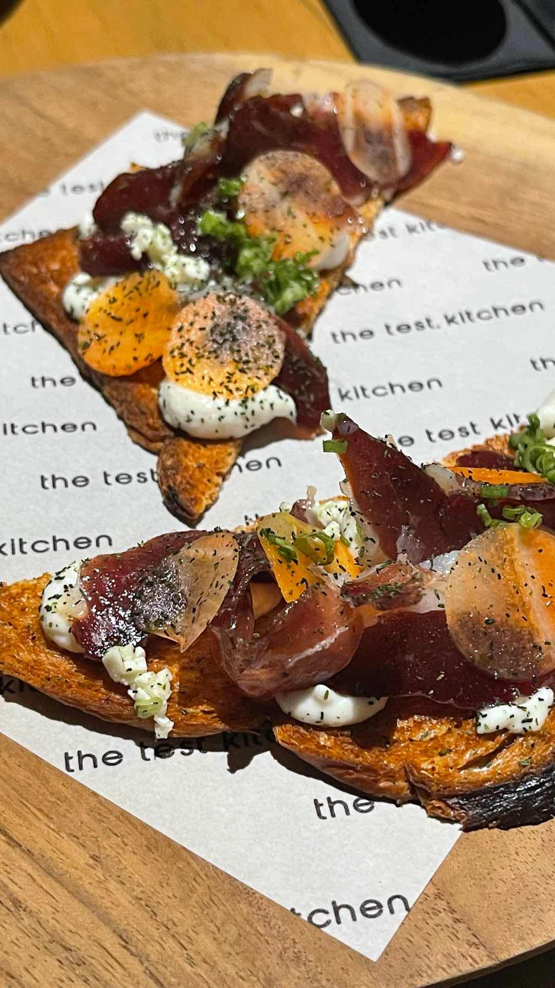 Duck Prosciutto on Toast 💯 of The Test Kitchen by Josh Boutwood