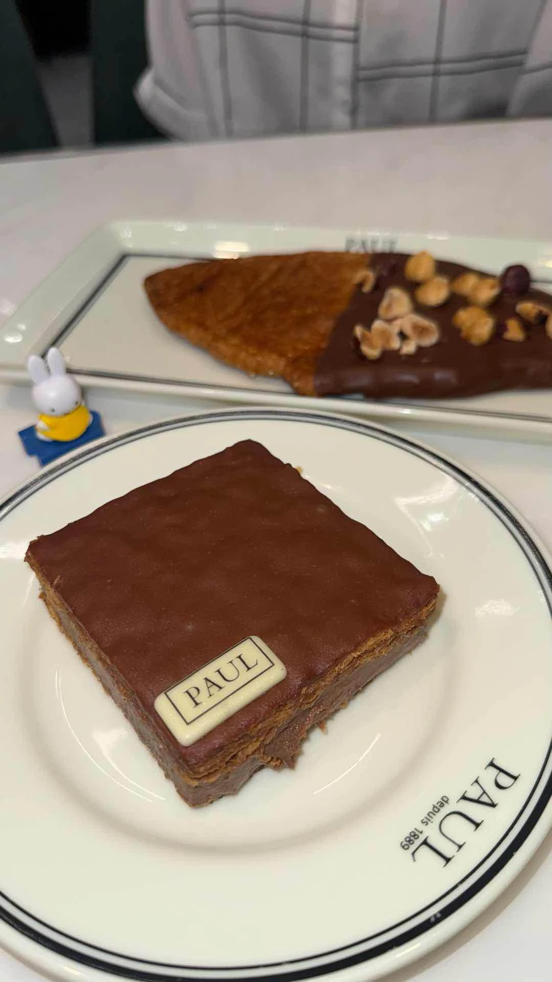 chocolate millefeuille + hazelnut flat croissant 