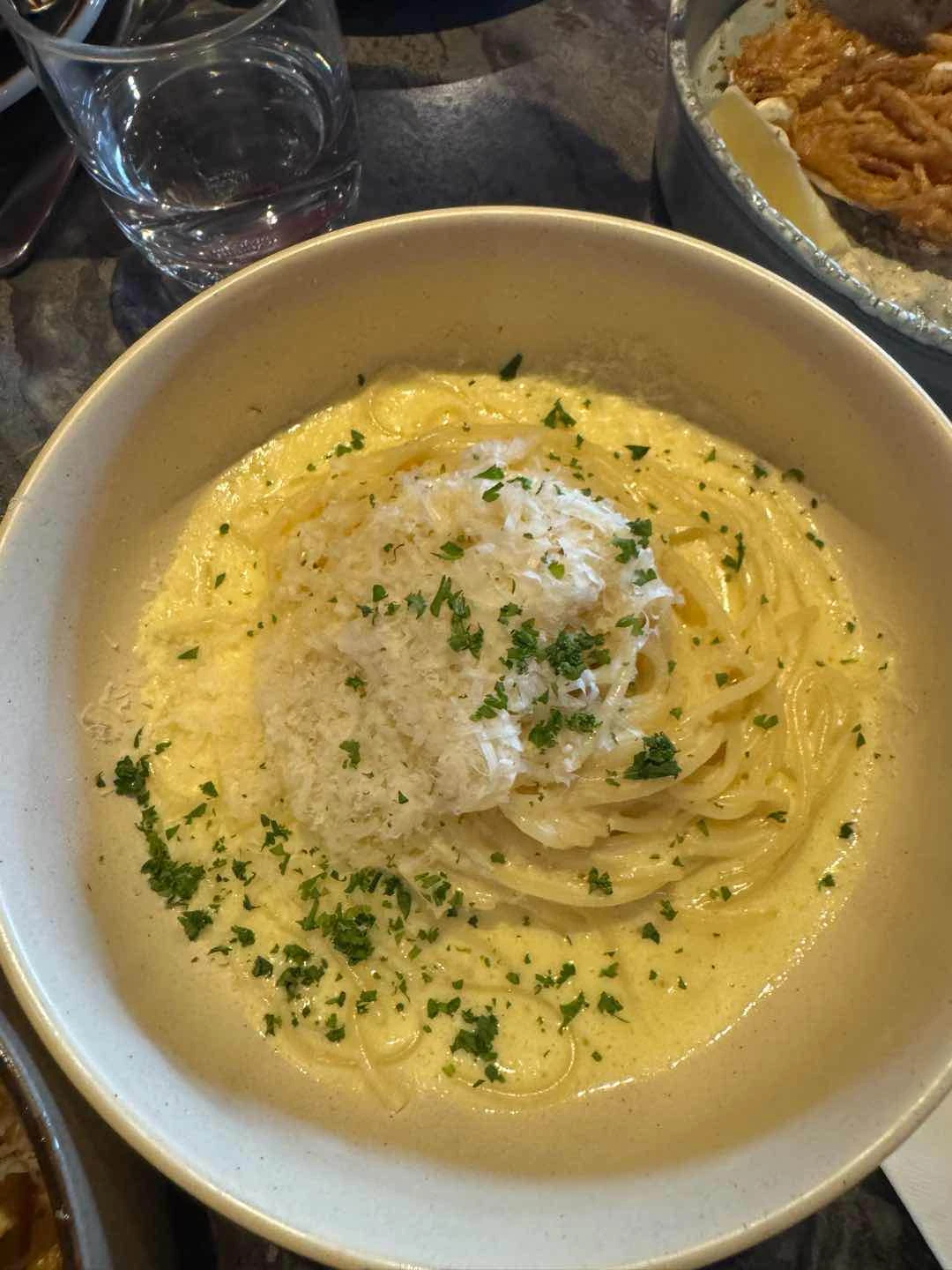 truffle pasta (prosciutto on the side) of Burnt Bean