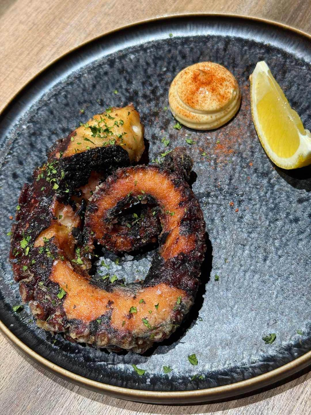Fried octopus, lemon & house mayonnaise