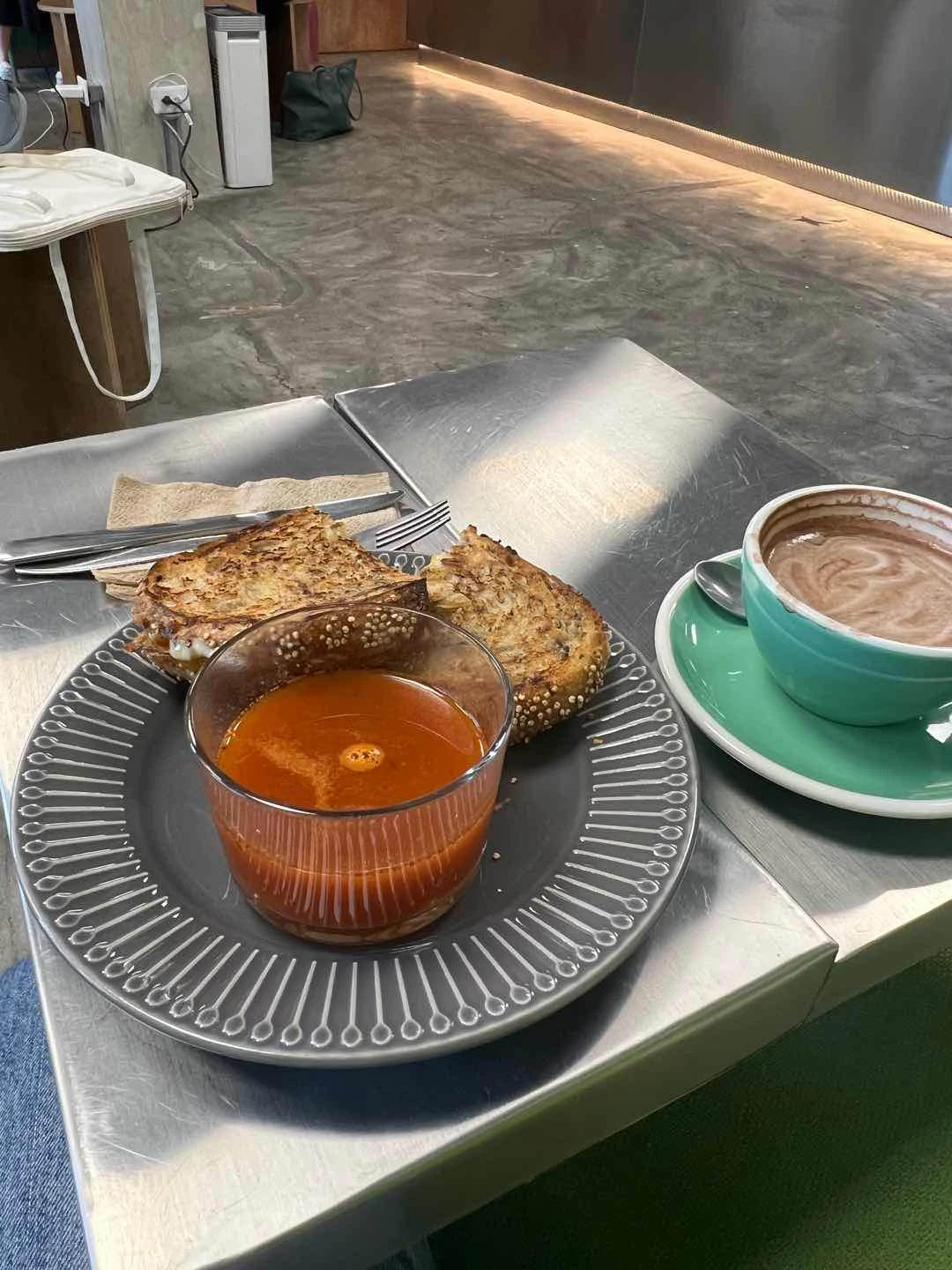 Grilled Cheese w/ Tomato Soup, Mocha