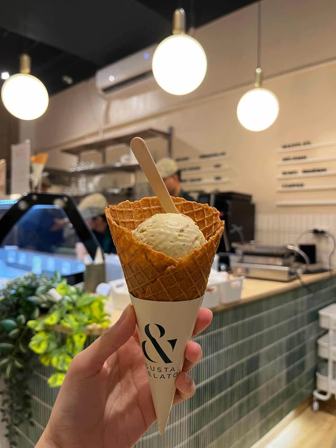Pistachio with Rosemary Waffle