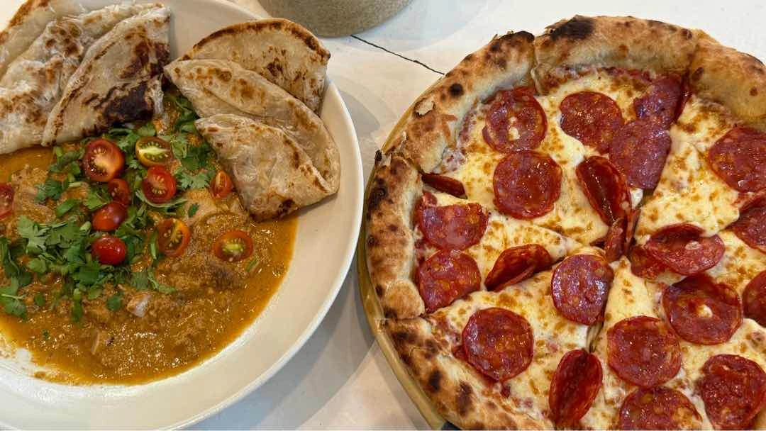 sarap ng salami pizza my go to pizza and first time trying yung buttered chicken k lang sha