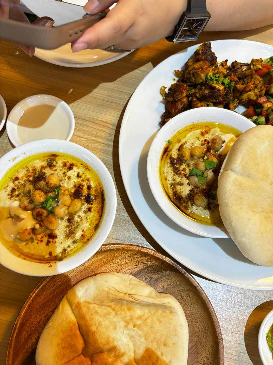 Shawarma Elijah in Plate and Hummus