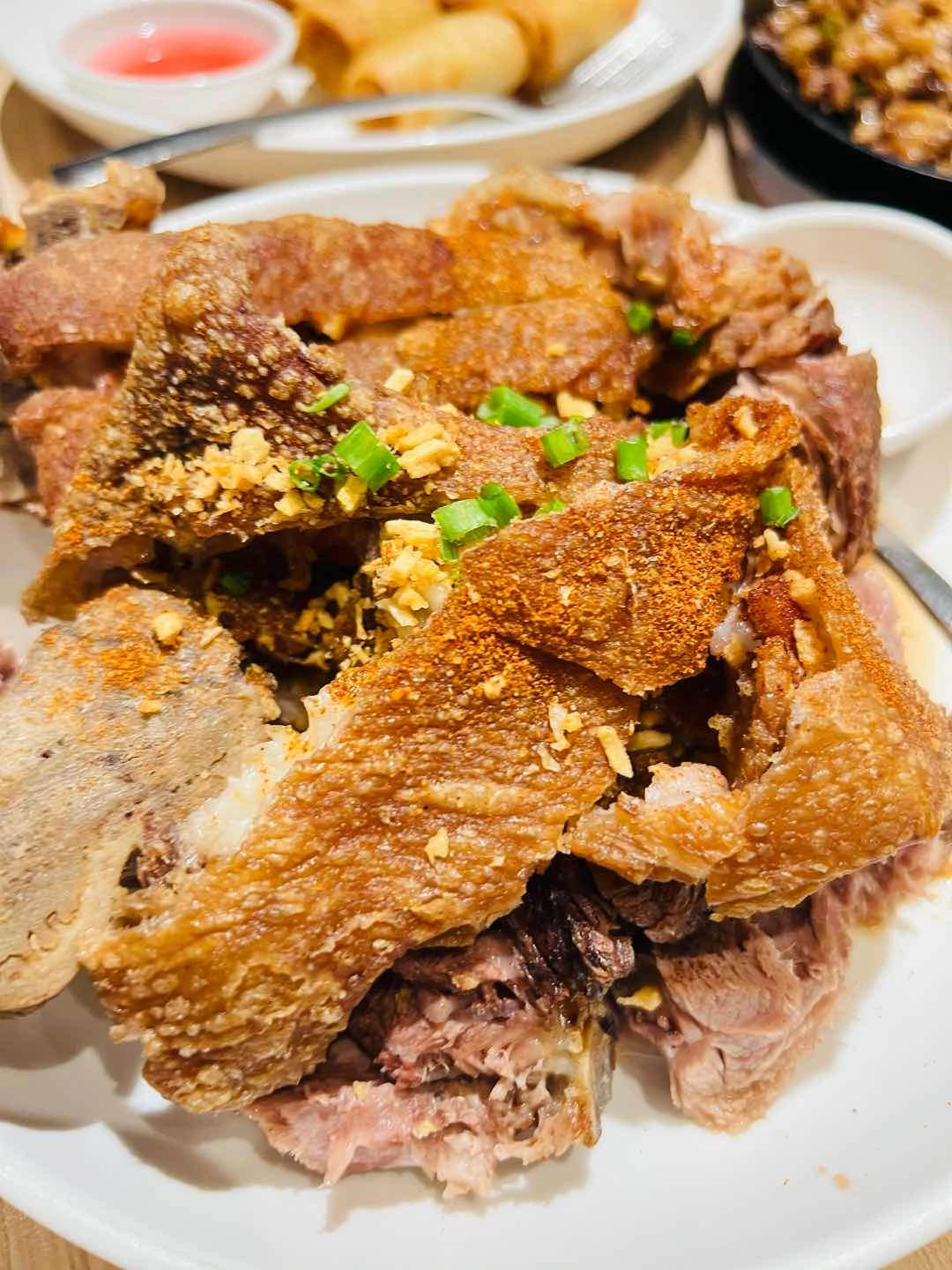 Crispy Pata with Garlic Chili Bits