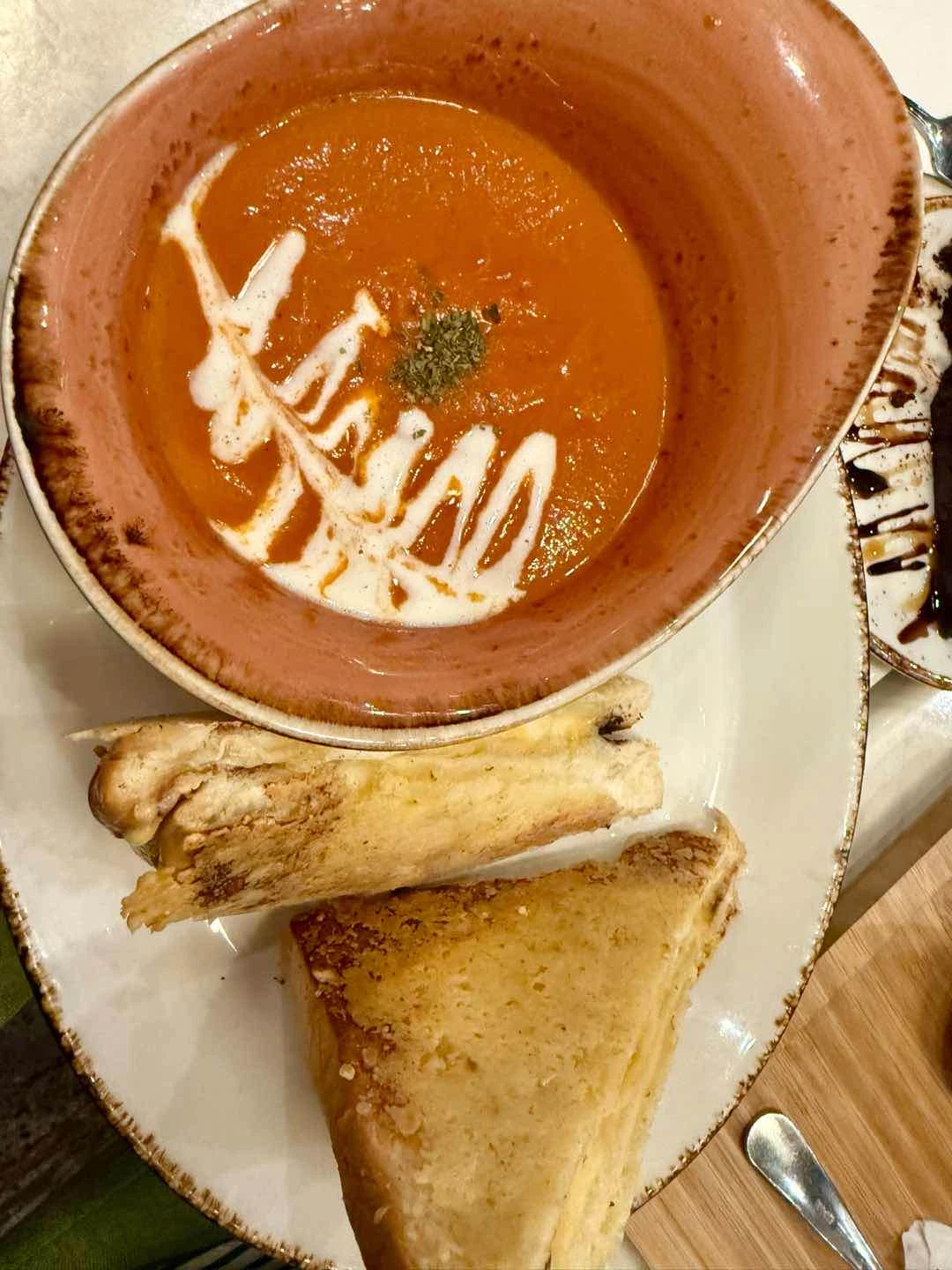 Grilled sandwich with tomato soup