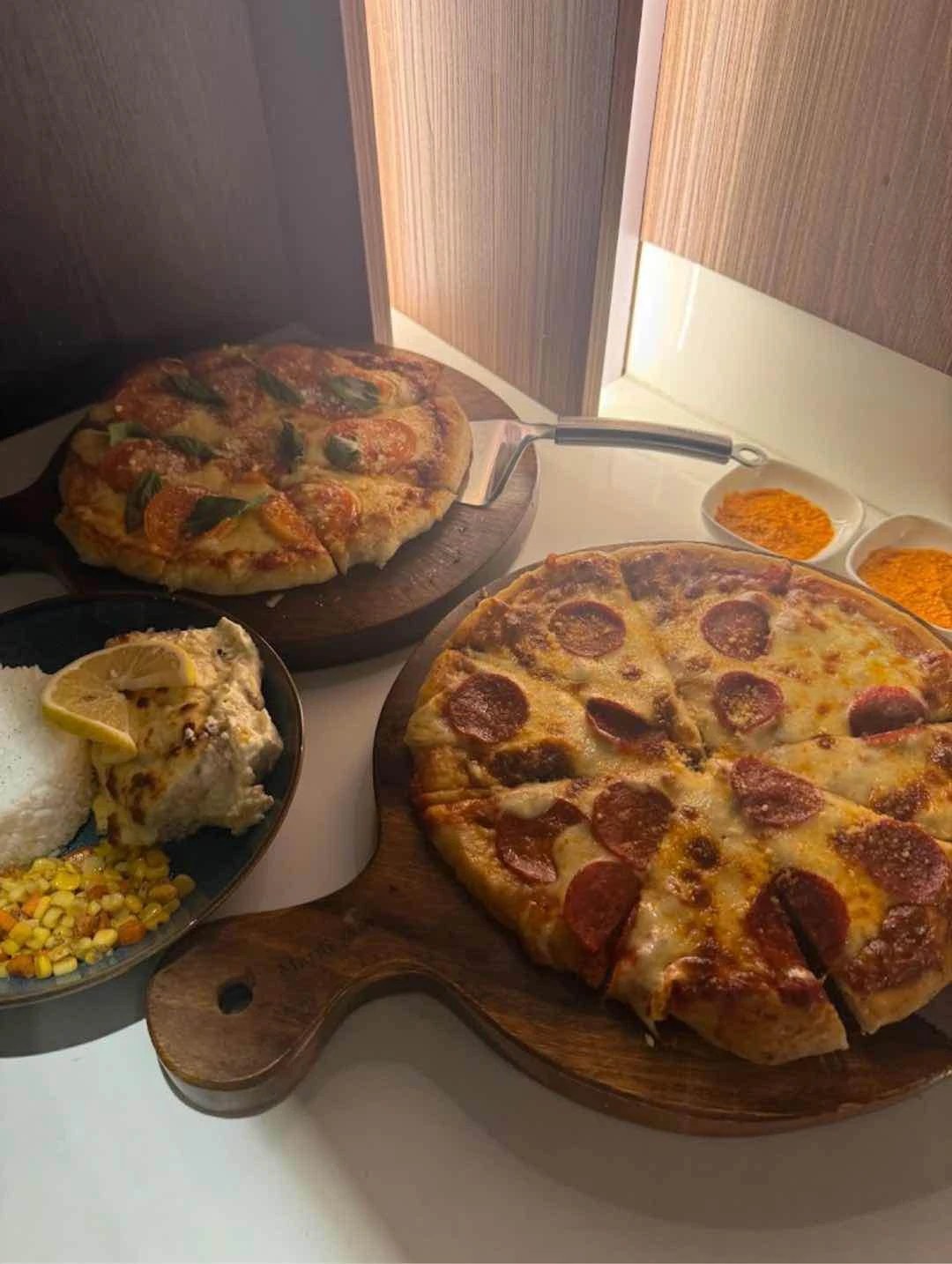 Pizza and Creamy Salmon
