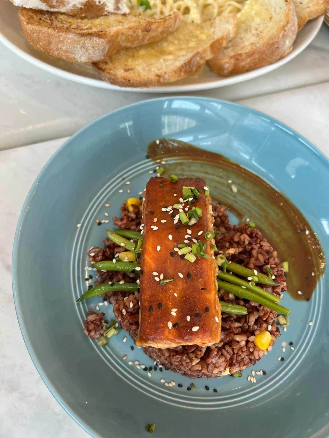 Miso-Glazed Salmon with Red Rice