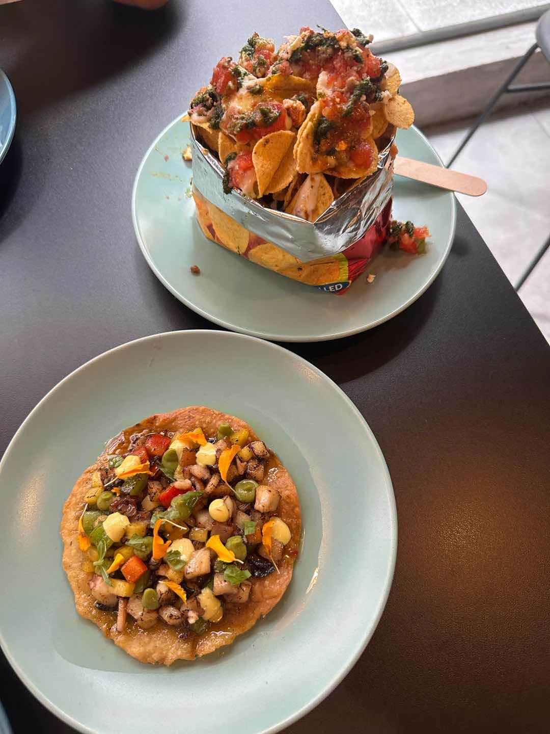 Le Bon Junk and Octopus Tostada  of Taquería Franco